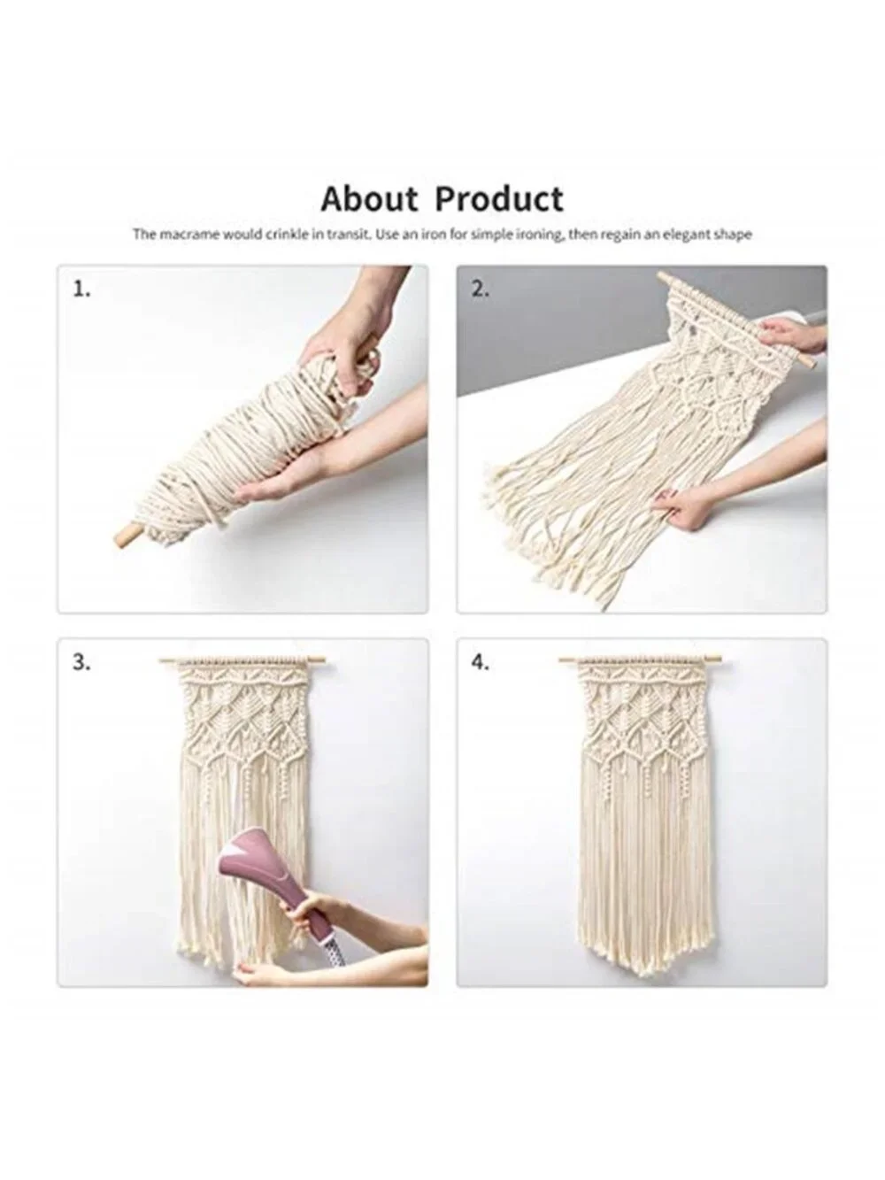 2 Pcs Macrame Woven Wall Hanging Boho Chic Geometric Art Decor Beautiful Bedroom